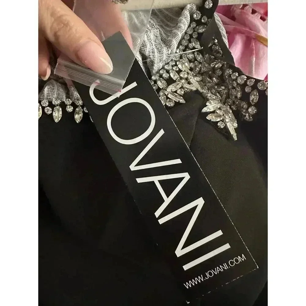 Jovani 09116 Bejeweled Backless Gown in BLACK NEW NWT - Picture 7 of 8